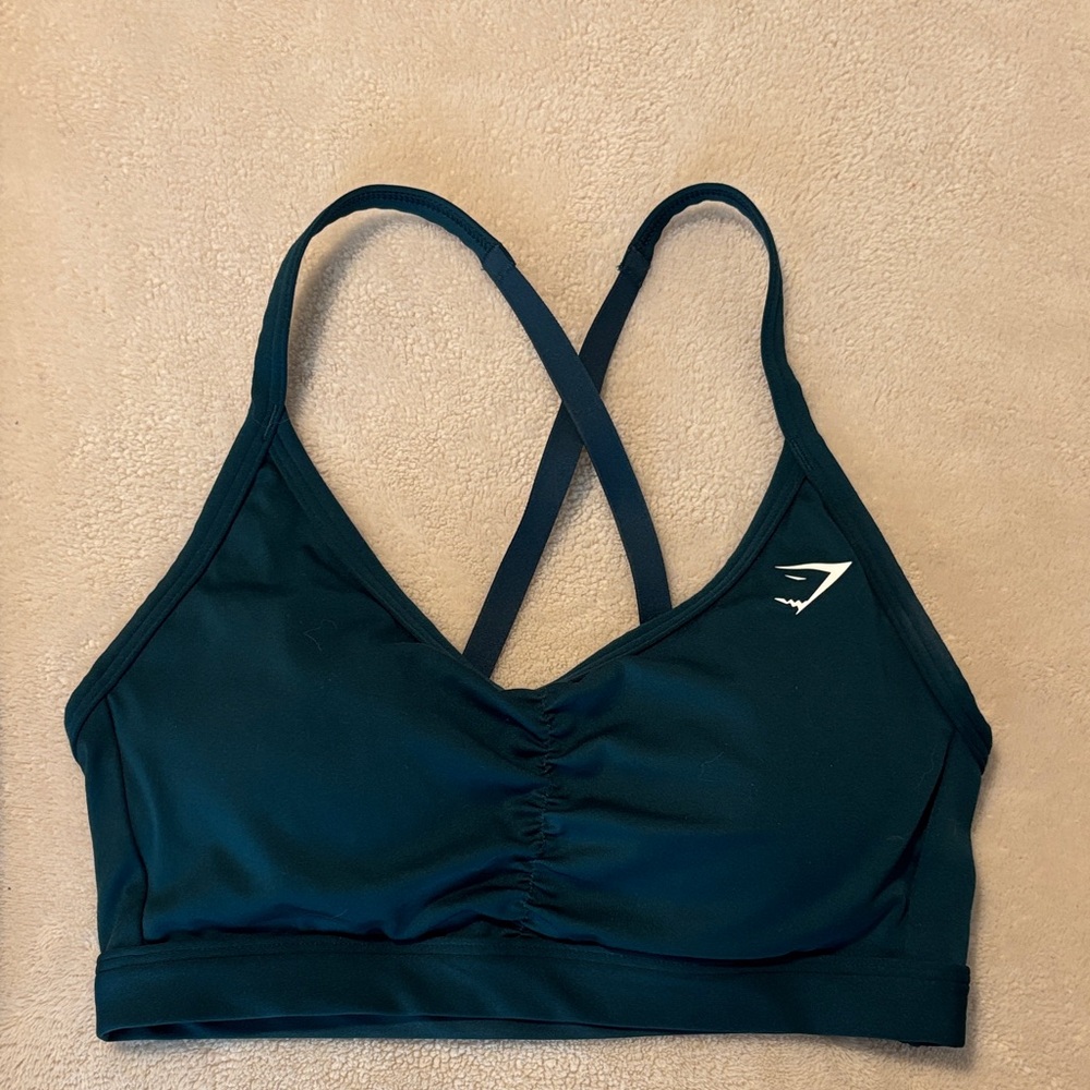 Gymshark Navy Sports Bra with White Logo